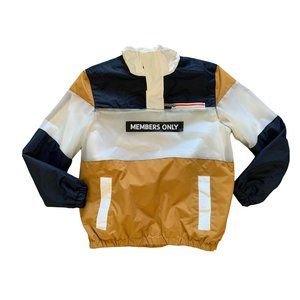 Members Only Mens M 3/4 Zip Jacket Colorblock Windbreaker Spellout Pockets